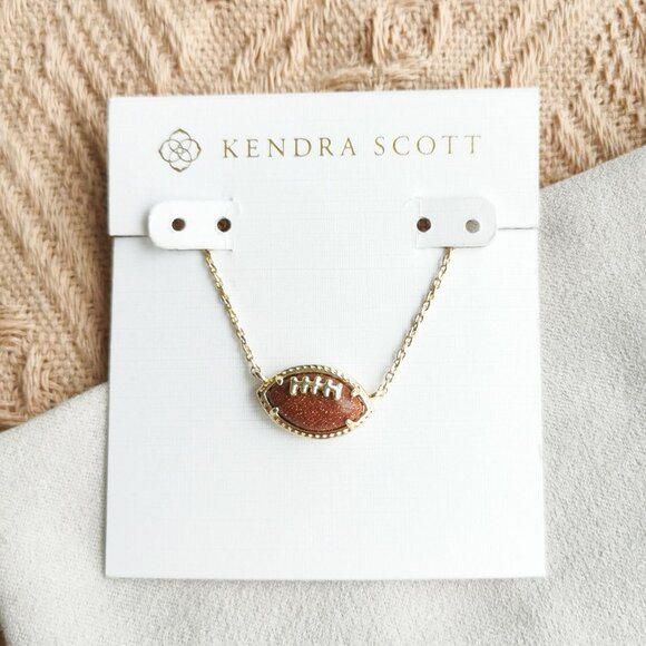 Kendra Scott - Football Orange Goldstone Short Necklace Gold - Picture 1 of 4